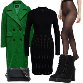 Outfity na zimu s Černá/Tmavě hnědá/Červená Punčocháče Vlněný punčocháč/Síťovaný punčocháč/Nylonová punčocha/Podpůrný punčocháč/Punčocháče Velká Velikost/Punčocháče Pieces "Zimní večerní outfity"