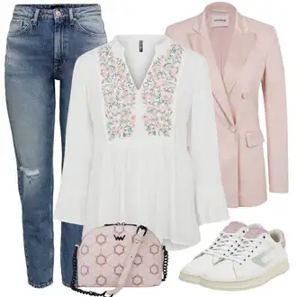 3/4 Rukavi Outfit sa Bijela/Krem/Bež Vezena Bluza/boho Bluza/Dječja igračka/Bluza Vrh/Engleska Bluza s Broderie Pieces "Zimski outfit"