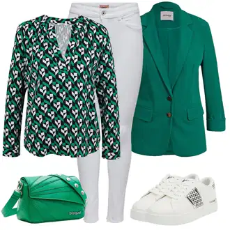 Outfit sa Zeleno/Pink/Crvena Bluza s Printom/Bluza s Uzorkom/Bluza Vrh orsay "Zimski outfit"