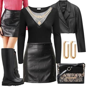 Zimske Outfiti mit Črna river island, Črna river island "Zimski videz"