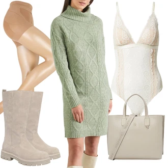 outfit mit Rjava/Bež/Zlati Športni dodatek/Nogavica & Hlačna nogavica Nogavica proti trombozi/Hlačne nogavice velika velikost/Hlačne nogavice/Najlonska nogavica/Kompresijska nogavica Pieces "Zimski videz"