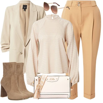 Hlačne Outfiti mit Roza Vila, Roza/Bež/Modra river island "Zimski videz"