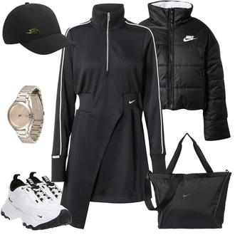 outfit mit Bež/Siva/Srebrna/Zlati Verižna ura/Pametna ura/Orodje za uro/Zapestna ura Lacoste "Zimski videz"