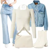 Denim jacket outfits Polnejša za dame image