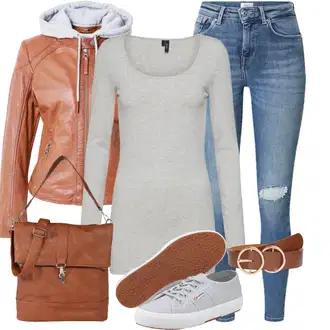 Dlouhé Outfit s Béžová/Hnědá Zkrácený Top/Pletené tričko/Roláková Košile/Krátký Top/Pletený top/Dlouhý top/Krátký top/Ležérní top/Tričko nadměrné velikosti/Jednoduchý top VERO MODA "Lehký outfit"