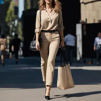 Outfity s kalhotami na oblek Matka nevěsty s Černá Lodička s vysokým nártem/Pohodlná lodička/Bota Na Podpatku/Lodička na Vysokém Podpatku About You "Béžový vzhled pro pohovor"