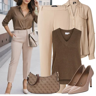 Stil Outfit sa Smeđa/Bež/Ljubičasta Elegantna Cipela/Salonka Na Visoku Petu/Pumpica S Visokim Prednjim Dijelom/Poslovna Obuća/Vintage Pumpa/Udobna pumpa/Salonka & Visoki Pet Boss "Elegantni proljetni outfiti"Look: Francuske, Talijanski, Elegantan, Šik, Old Money, Stil, Burleska