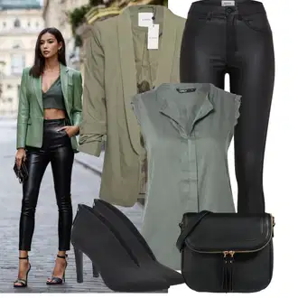 Outfit sa Crna/Bijela Poslovna Obuća/Salonka & Visoki Pet/Elegantna Cipela/Pumpica S Visokim Prednjim Dijelom/Čizma na Špic/Salonka S Otvorenim Petom/Salonka Na Visoku Petu/Udobna pumpa MARCO TOZZI "Moderna kombinacija za slobodno vrijeme"