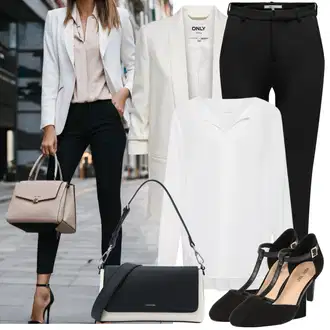 Premium Outfit sa Crna Hlače Bootcut Hlača/Ravna Hlača/Hlače s Prorezom/Poslovna Hlača/Uske Hlača/Rastezljiva Hlača/Hlača od Odijela/Hlače Visokog Struka/Duga Hlača Only "Lagana odjeća"Look: cool, Vanjski, Običan, Premium