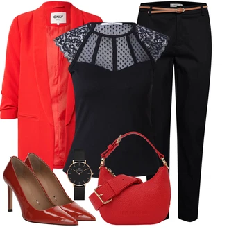 Stil Outfit sa Tamnocrvena/Crvena/Smeđa Nekategorizirano/Vintage Pumpa/Poslovna Obuća/Pumpica S Visokim Prednjim Dijelom/Salonka Na Visoku Petu/Elegantna Cipela/Salonka & Visoki Pet/Udobna pumpa Boss "Cool outfit za svaki dan"Look: Stil, Sjaj, Burleska, Elegantan, Španjolske, Francuske, Old Money, Talijanski