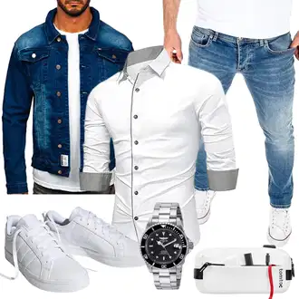 Büro Outfits Moderne mit Dunkelblau/Blau/Hellblau Kurze Jeansjacke BOLF, Meilicloth, Grau Unkategorisiert tomtoc "Buro Outfit"Look: Vintage, Casual, Classic, Goa, GoGo, Boyfriend, Coole, Schön, Moderne, Maritim, Hip Hop, Retro, Color Blocking, Schlichte, Stil, Business, Trachten