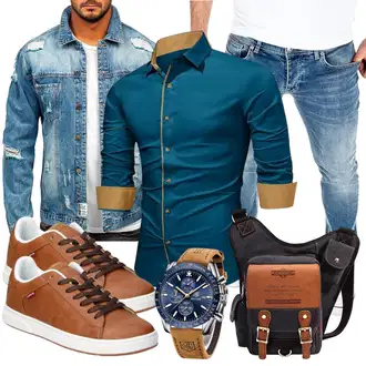 Büro Outfits Moderne mit Dunkelblau Meilicloth "Buro Outfit"Look: Casual, Classic, Color Blocking, Moderne, Schlichte, Western, Stil, Business, Trachten