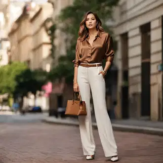 Ljeto Outfit sa Bijela/Krem Hlače od muslina/Hlače s Prorezom/Culotte Hlačice/Široka Hlača/Lanene Hlače camaieu "Business Hose Style"