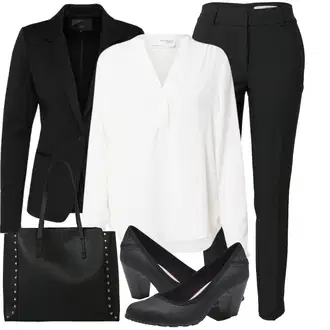 Gotický Outfit s Černá/Bílá Velká taška/Obchodní Taška/Taška/Taška Přes Rameno/Kancelářská Taška/Shopper taška/Sportovní Taška Přes Rameno/Taška Na Rameno About You "Vzhled casual"Look: Rad, Šik, Cool, Gotický, Italský