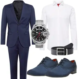 Outfit mit HellBlau/DunkelBlau/Blau Anzug/Kostüm/HosenAnzug/Modern HosenAnzug/HosenAnzug Hochzeit/Festlicher HosenAnzug/Eleganter HosenAnzug Jack & Jones "Business Outfit"