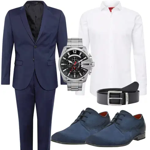 Hellblau/Dunkelblau/Blau Anzug/Kostüm/HosenAnzug/Modern HosenAnzug/HosenAnzug Hochzeit/Festlicher HosenAnzug/Eleganter HosenAnzug Jack & Jones kombinieren