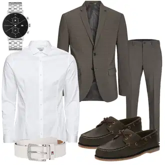 Business Outfits Mollige Sommer mit Weiß/Creme Bluse Große Größe/Business Hemd/Businesshemd/Bügelfreies Hemd/Hemdbluse Jack & Jones "Business Outfit"