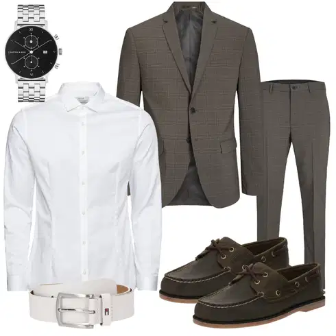 Khaki/Dunkelgrün/Grau/Braun/Beige HosenAnzug & Kostüm/Kostüm/HosenAnzug/Anzug Jack & Jones kombinieren