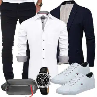 Elegante Outfits mit Grau Sneaker/Schuh Tommy Hilfiger "Business Outfit"