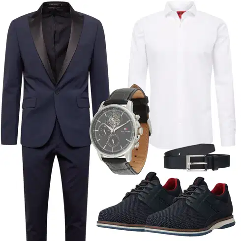 Dunkelblau/Hellblau Anzug/Kostüm/HosenAnzug/HosenAnzug Hochzeit/Modern HosenAnzug/Eleganter HosenAnzug Lindbergh kombinieren