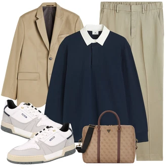 Business Outfits Oversize mit Beige/Khaki Default, Dunkelblau/Blau/Hellblau Default "Business Outfit"Look: Leger, Indoor, Safari, Oversize, Smart Casual, Edel, Preppy, Unisex