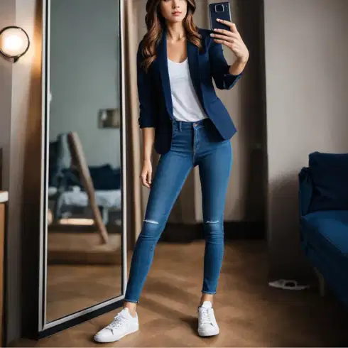 Kombinace Tmavě modrá/Světle modrá Oblek Kožená bunda pro muže/Blejzrové Bund/Neformální Sako/Lidové Sako/Boyfriend Sako Polo Ralph Lauren