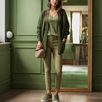 Outfit s Tmavě zelená Nízká Teniska/Skate Bota/Letní Tenisky/Plátěná Teniska Polo Ralph Lauren "Casual Kancelářský Outfit"