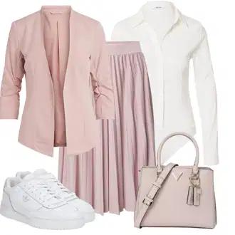 Outfit sa Ljubičasta/Pink Midi suknja od tila/Kratka plisirana suknja/Moderne Suknja/Suknja Iz 90-ih/Midi Suknja About You "Opušteni izgled"