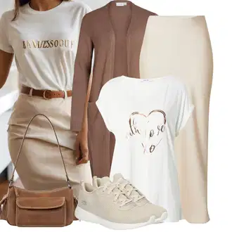 Outfit sa Bež/Kaki/Smeđa Haljina Veći Broj Vila "Moderan look za slobodno vrijeme"