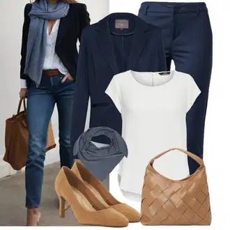 Chino Outfit sa Tamnoplava/Plava Hlače od muslina/Poslovna Hlača/Hlače s Prorezom/Treggings/Chino Hlače/Rastezljiva Hlača/Hlača od Odijela/Uske Hlača/Skinny Hlače VERO MODA "Opušteni izgled"