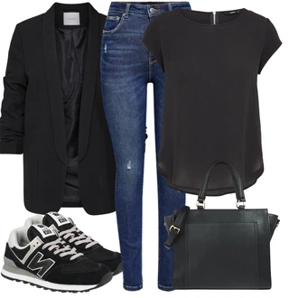 Outfit s Černá Halenka a Tunika/Tričko & Top Móda Pro Plnoštíhlé/Halenka Móda Pro Plnoštíhlou Only "Vzhled casual"