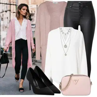 Outfit sa Bijela/Crna Obuća Pumpa na Niskoj Peti/Salonka Na Visoku Petu/Poslovna Obuća/Udobna pumpa/Pumpica S Visokim Prednjim Dijelom Pull&Bear "Lagana odjeća"