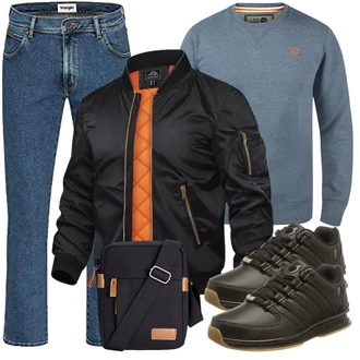 Casual Outfits Büro mit Schwarz/Dunkelblau/Blau Nylonjacke/Jacke mit Seitlichem Reißverschluss/Fliegerjacke TACVASEN "Casual Outfit"Look: Casual, Classic, Goa, Outdoor, Indoor, Workwear, Büro