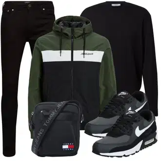 Casual Outfits Elegant mit Grau/Dunkelblau/Dunkelgrau/Blau/Hellgrau Sneaker Low/Skateschuh/Vintage Sneaker/Winter Sneaker/Schmaler Sneaker Nike Sportswear "Casual Outfit"Look: Empire, Smart Casual, Streetwear, Skater, Schön, Classic, Premium, Elegant, Esthetische, Sportlich, 90er