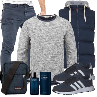 Elegant Outfit mit Blau/Dunkelblau/Grau Boyfriend Hose/Chino Hose/Löcherne Hose/Skinny Hose/Cargo-JoggingHose/Kurze Hose/Capri/FreizeitHose/CargoHose/Cargo Short/Slim Hose Yazubi "Casual Outfit"Look: Moderne, Empire, Smart Casual, Coole, Schön, Casual, Workwear, Techno, Nahtlos, Trendige, Unisex, Elegant