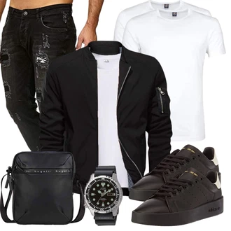 Outfit mit Blau/Schwarz Wintermantel/Winter Parka CASIVENT "Casual Outfit"
