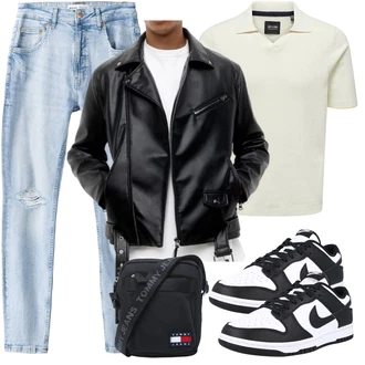 Frühlings Outfits Esthetische mit Schwarz/Rot/Weiß Sneaker Low/Vintage Sneaker/Skateschuh/Schmaler Sneaker/Sommer Sneaker/Sneaker Mit Lochmuster/Leder Sneaker Nike Sportswear "Casual Outfit"Look: Retro, Rap, Hip Hop, Skater, Sportlich, Streetwear, Classic, Esthetische