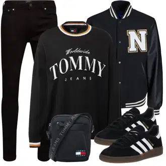 Outfit mit Schwarz/Bordeaux Biker Jeans/Lederjacke/Leder Schuhe/Push up Jeans/Slim Fit Jeans/Jeans mit Schlitz/Thermojeans/Herren Lederjacke/High Waist Jeans/Skinny Hose/Jeggings/Hose mit Schlitz/Slim Hose Jack & Jones "Casual Outfit"