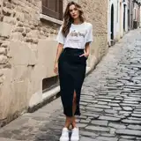 Outfity se sukněmi s rozparkem image