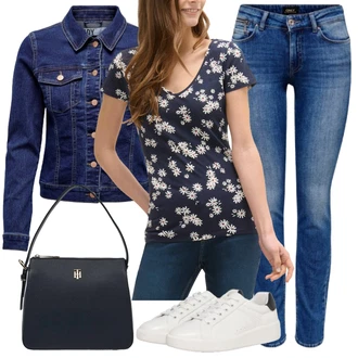 Outfity se stylem Kovbojka s Modrá/Tmavě modrá/Růžová/Bílá/Hnědá Only "Cool každodenní outfit"Look: Premium, Egirl, Elegantní, Bezešvé, Pohodlný, Měkká dívka, Trendový, Kovbojka, Sexy, Ležérní, Disko, Cool, Western