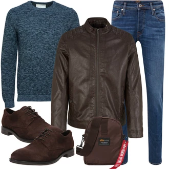Outfit mit Braun/Grau/Dunkelbraun Mantel Tom Tailor "Cool Outfit"
