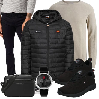 Coole Outfit mit Schwarz Schmaler Sneaker/Walkingschuh/Wasserfester Schuh/gesundheitsschuh/Sneaker Low/Sommer Sneaker/Bequemer Schuh/Winter Sneaker/Freizeitschuh Tommy Hilfiger "Cool Outfit"Look: Uni, Sportlich, Elegant, Casual, Outdoor, Coole, Skater