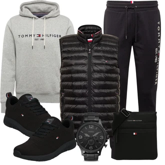 90er Outfit mit Grau Große Größe Sweatmode/Vintage Hoodie/Sport Hoodie/Hoodie/Ausgefallener Hoodie/Sport Sweatshirt/Unisex Hoodie/Kapuzenpullover/Damen Pullover Tommy Hilfiger "Cool Outfit"Look: Rad, Sportlich, Retro, Skater, Uni, Classic, Vintage, 90er