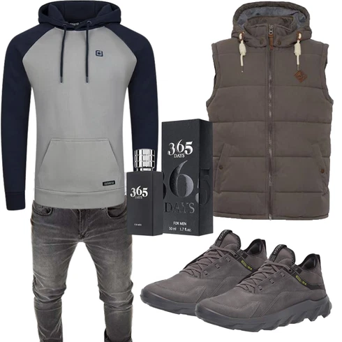 Elegant Grau/Dunkelblau Hoodie/Sport Sweatshirt/Sport Hoodie Riverso kombinierenLook: Schön, Stil, Kuschel, Sportlich, Workwear, Streetwear, Retro, Elegant, Premium, Casual, Lagenlook, Moderne, Unisex