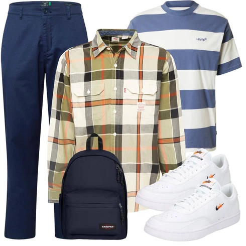 Beige/Creme/Grau FlanellHemd/Kariertes Hemd levi's ® kombinieren