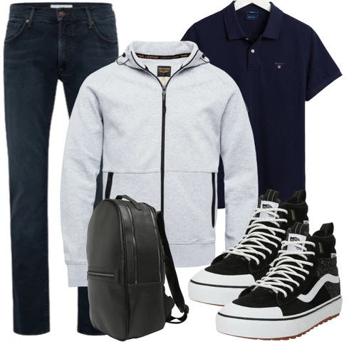 Sportlich Schwarz Schuh Leder Sneaker/SkateSchuh/Winter Sneaker/Sneaker Mit Lochmuster/Plateau-Sneaker Vans kombinieren mit Schwarz Rucksack BURTON MENSWEAR LONDONLook: Esthetische, Sportlich, Trendige, Smart Casual, Skater, Streetwear, Unisex