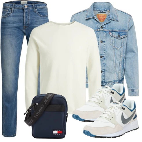 Creme/Khaki/Weiß Rollkragenshirt Jack & Jones kombinieren