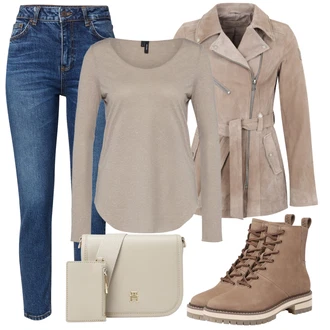 Outfit sa Smeđa/Bež/Siva Gležnjača na Vezanje/Ravna Gležnjača/Klasična čizmica/Borbena Čizma/Podstavljena Gležnjača TOMS "Lagana odjeća"