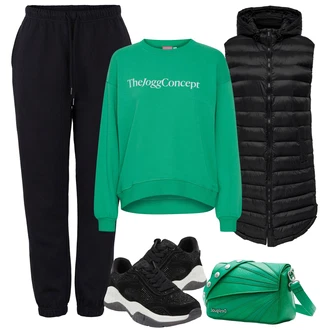 Elegantní Outfit s Černá Teniska Letní Tenisky/Kožené Tenisky/Nízká Teniska/Teniska s dírkovaným vzorem/Teniska se Třpytkami/Teniska teddy Guess "Cool vzhled na jaro"Look: Ležérní, Elegantní, Fancy, Krásný, Sportovní, Trendový