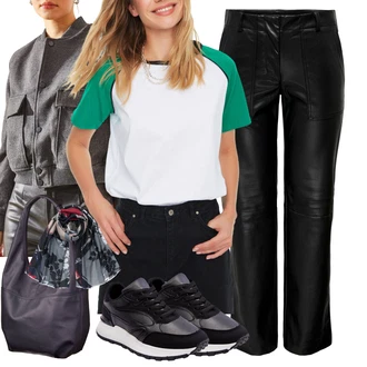 Bootcut outfit mit Črna Kavbojke z Razporkom/Ravne Kavbojke/Culotte Kavbojke/Plisirane Kavbojke/Motoristične Kavbojke/Zimska jakna/Moška Usnjena Jakna/Termodžinsi/Moška majica Only "Kul videz za pomlad"